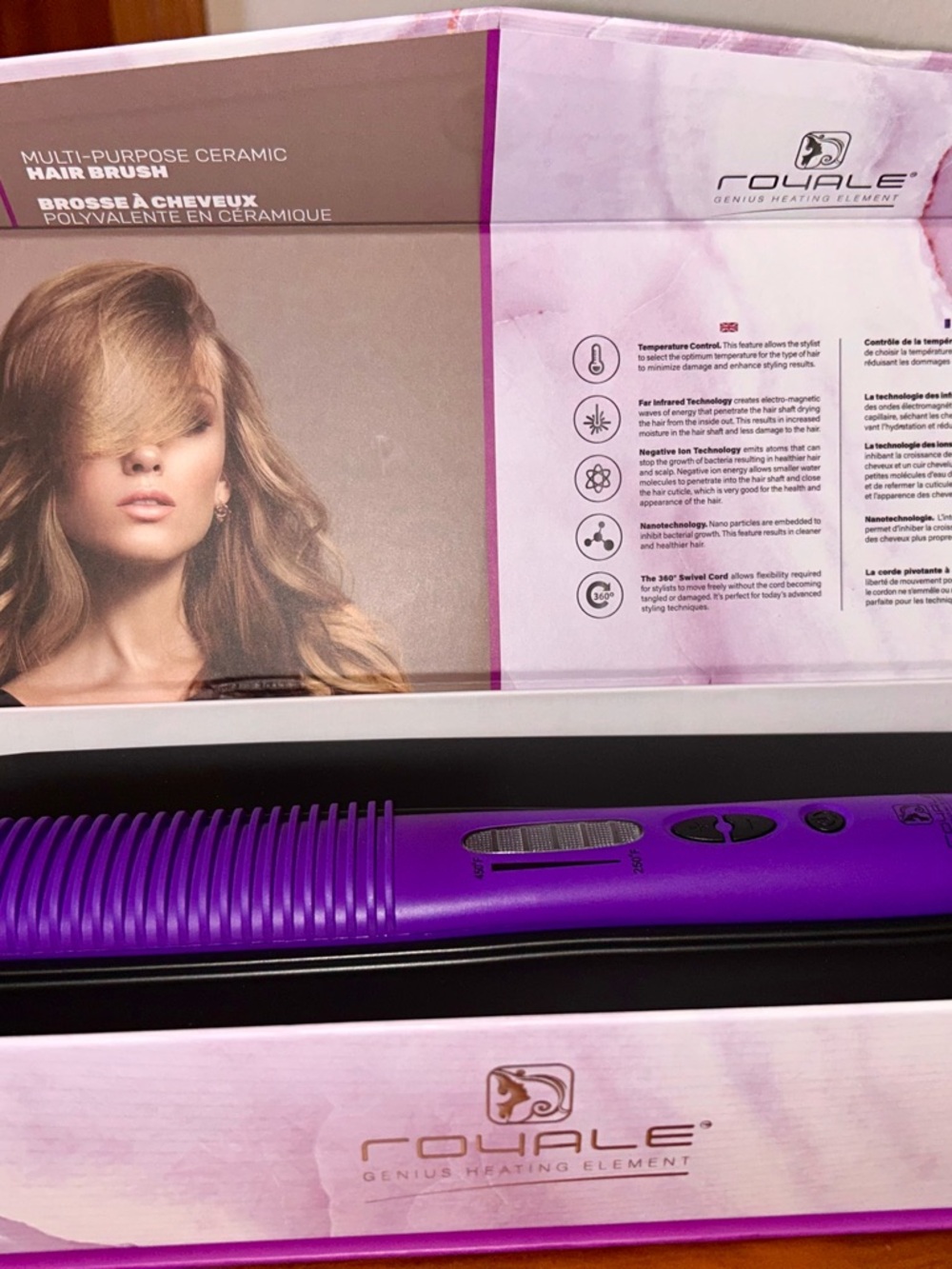 Rouale Purple Ceramic Hair Brush - Heated Styling Tool